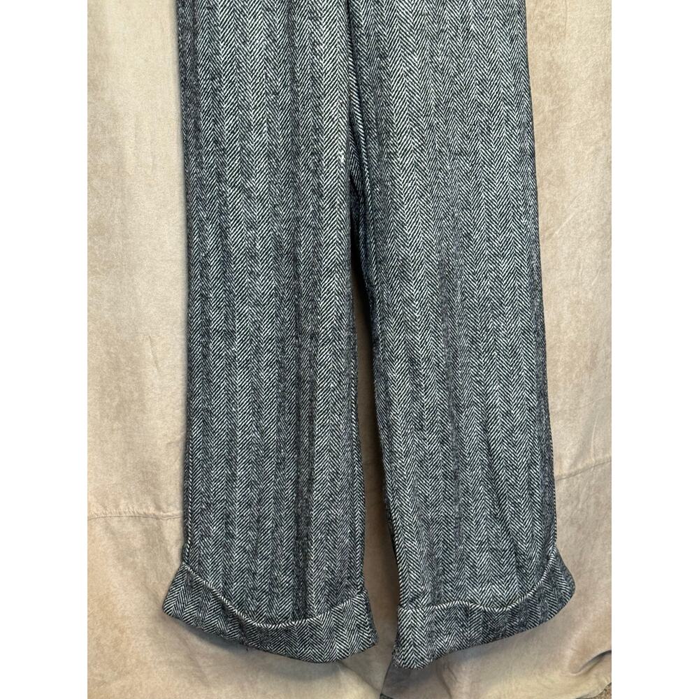 Unique Vintage 1940s Black White Woven Wide Leg  Pants with Cuffs M NWT - Picture 5 of 13